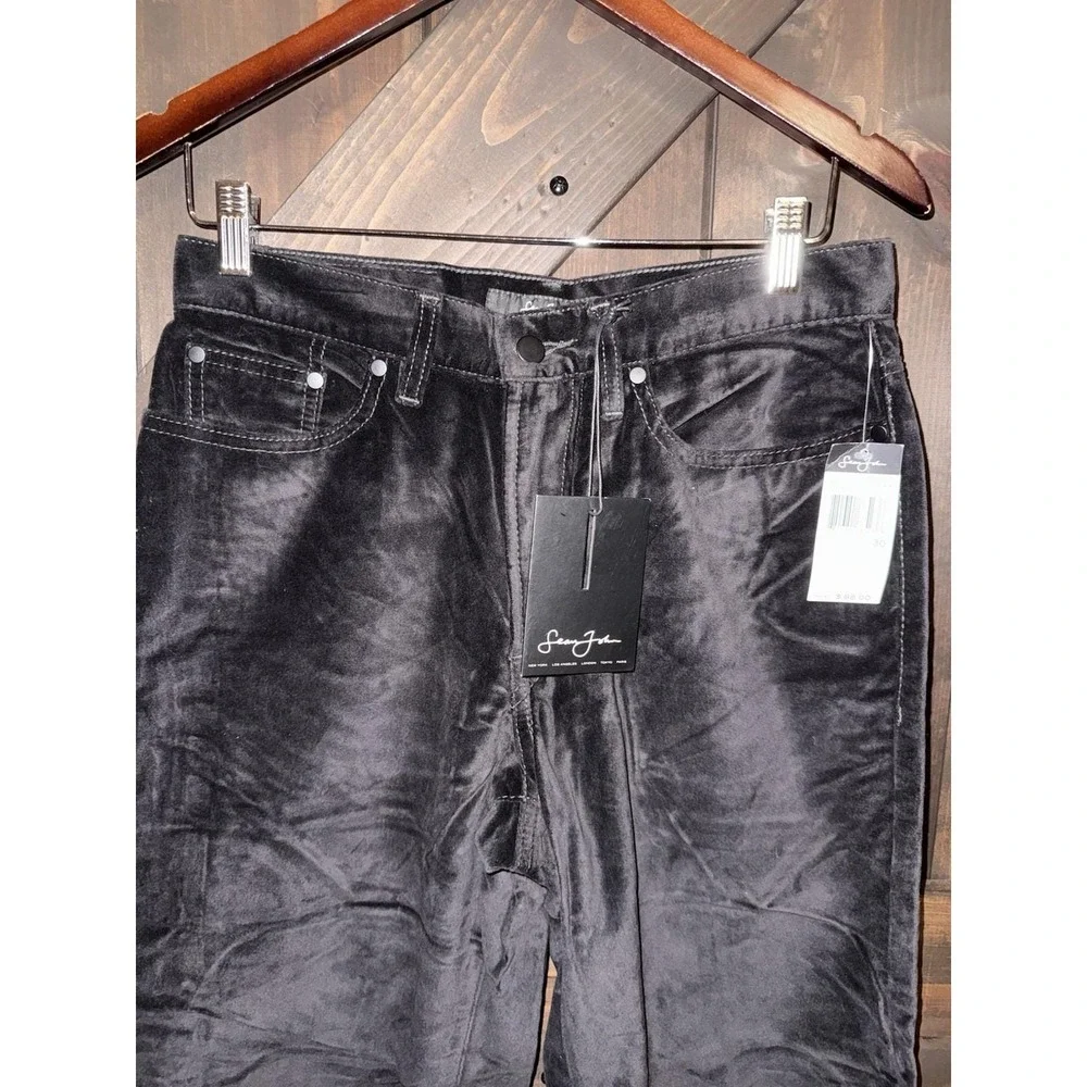 Y2K Hip Hop Sean John‎ NEW Pants Mens 30 Black Crushed Velvet Studded Pocket